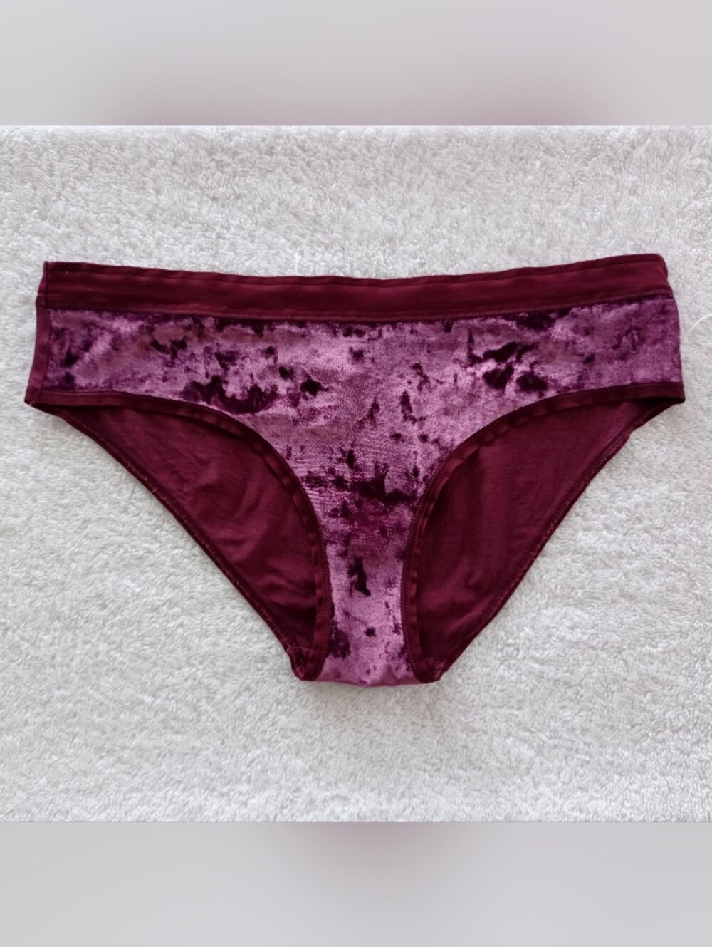 Victoria's Secret Velvet Bikini Briefs in Deep Wine, Size S
